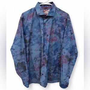 Men's 7 Downie St Button Down Shirt Size 5/L Modern Abstract Semi Formal Gingham